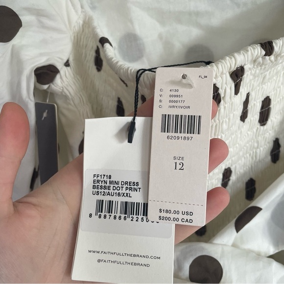 NWT Faithfull The Brand Anthropologie Eryn Mini Dress Bessie Dot Print White 12 - Picture 11 of 14